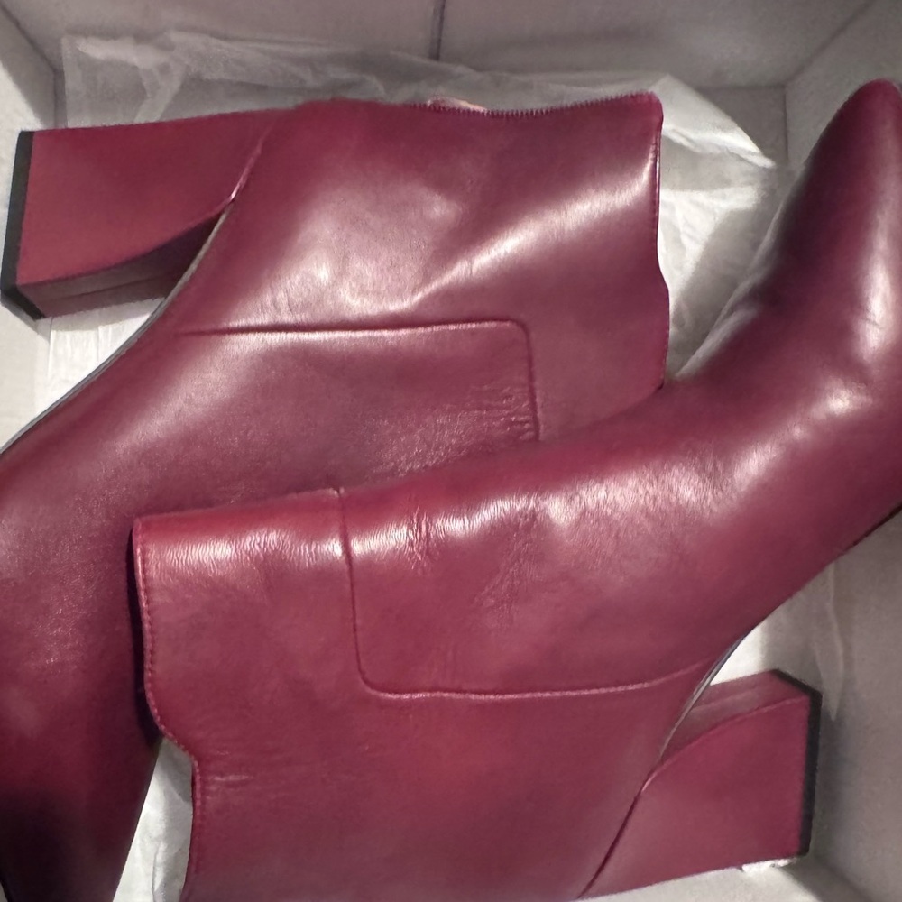 Franco Sarto Red Ankle Booties with Block Heel